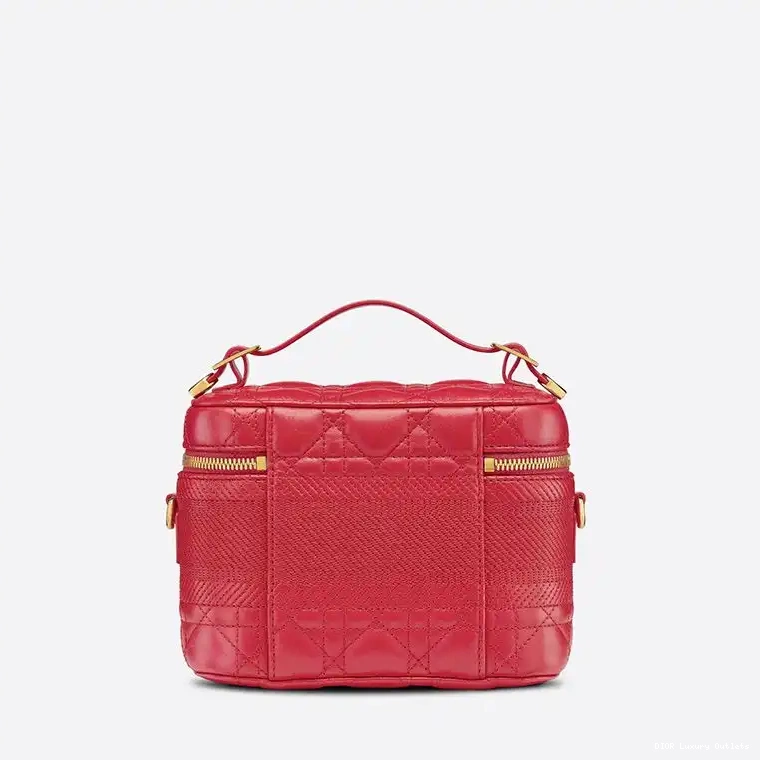Cheap Red Case Cannage Lambskin DiorTravel Vanity Small 0421 Luxury